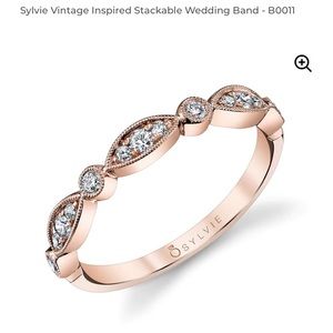 Sylvie 14k Rose gold diamond wedding band ring size 7